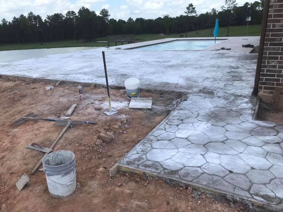 Custom stamped and stained decorative concrete patio